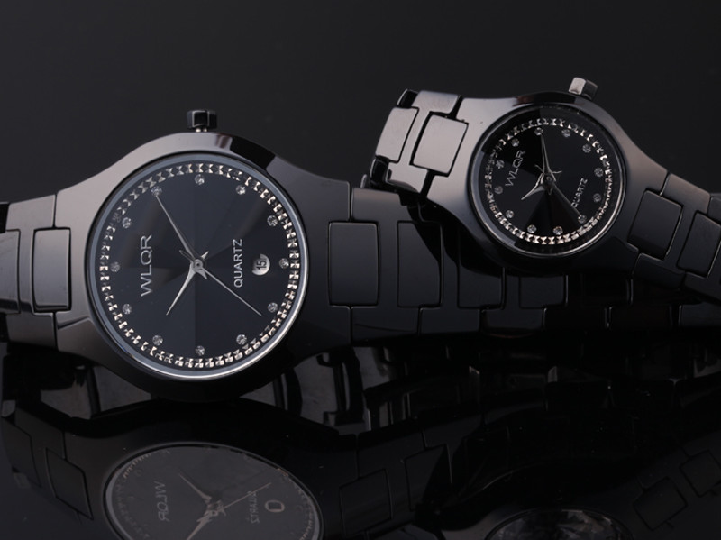 纯黑水钻陶瓷手表
