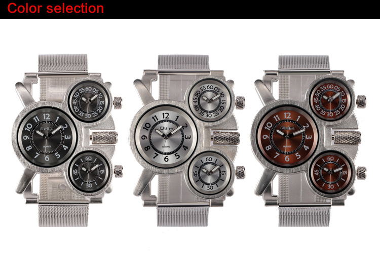 定制外贸热卖钢带多时区男士手表可选择的手表颜色